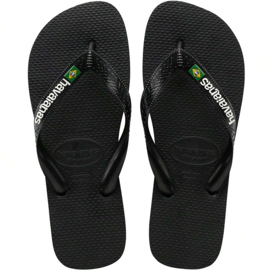 Havaianas Brasil Logo Flip Flops - Black - 黑色 - 查看 1