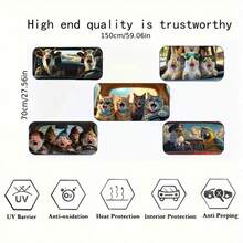 1pc Funny Cartoon Pattern Car Sun Visor, Fashionable Design, Easy To Install, Interesting Car Accessory, Made Of Polyester Fiber, Blocks UV Rays, Suitable For Various Car Models, Provides Heat Insulation And Privacy Protection, Foldable For Easy Storage