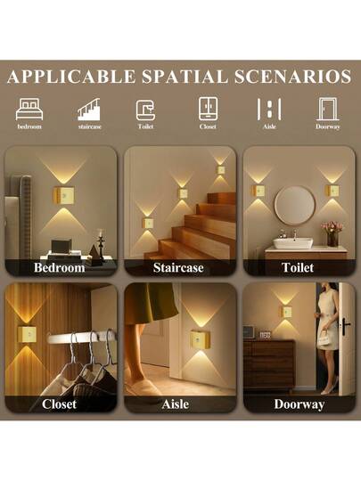 LED Slimme Sensor Night Light, Indoor Motion Wand Lamp, Wireless Battery Powered, Adhesive Rotatable, Portable, Easy To Install, Adjustable Temperature Brightness, Hallways, Bathrooms, Bedrooms, Kitchens, Cabinets, Stairs, Entrances, Bedside, Tables, Closets, Home ation, Living Room Bedside Cordless Verlichting view 9