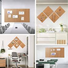 Large Cork Board Office, 8 Pack Felt Wall Tiles With Slat Wall Paneling, Felt Bulletin Board Pin Board Cork Boards Walls Tan - 深駝色 - 查看 6