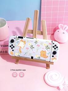 1pc White Tabby Cat & Flower Pattern TPU Protective Case, Comes With 2 Random Joystick Caps, Compatible With Switch2/Switch/OLED/Lite, New Switch2 (2025) Does Not Include Joystick Caps - Multicolor - View 13
