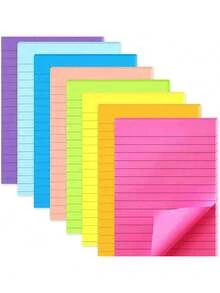 8 Stücke gepolsterte Haftnotizen 4x6 Zoll, 8 leuchtende Farben selbstklebende rechteckige Notizblöcke, geeignet für Büro, Zuhause, Schulbesprechungen, 40 Blatt/Block, Schulmaterial, Schulanfang