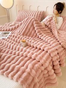 1 chiếc chăn kẻ sọc siêu mềm, dày và ấm - Polyester có thể giặt bằng máy, không gây dị ứng, thoải mái ấm cúng cho mọi mùa khi dùng trên ghế sofa, giường hoặc làm quà tặng - Nhiều màu sắc, chăn đắp cho ghế sofa, đồ trang trí nhà trung tính, chất liệu không gây dị ứng, đồ trang trí mùa thu, đồ trang trí mùa đông, đồ trang trí phòng, trở lại trường - Hồng - Xem 9