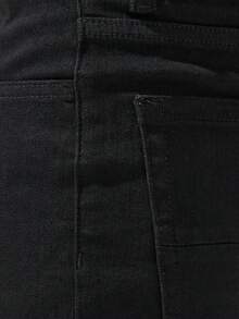 男士修身黑色经典紧身牛仔裤，弹力黑色破洞牛仔裤，黑色无破洞牛仔裤 - 黑色 - 查看 5