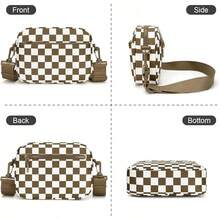 Checkered Crossbody Bag For Women Small Cute Purses  Shoulder Handbags Wide Strap - Caramel Check - View 4