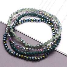 4pcs/Set Engraved Glass Bead Elastic Bracelets, AB Effect Glass Beads, Multi-Color Green & Blue Handmade Beaded Bracelets - Glass Bracelet - View 29