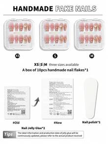 Bộ 10 móng tay giả ngắn thủ công, dụng cụ làm móng mùa hè, móng tay dài đi biển cho nữ và bé gái, móng tay giả đầu Pháp hình quả hạnh nhân thời trang có thể tái sử dụng cho giáo viên, học sinh, văn phòng, du lịch, công sở thanh lịch - Nhiều màu - Xem 10
