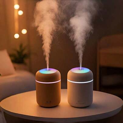 Ultraschall Luftbefeuchter für Zuhause - USB-betrieben, Duftölverteiler mit sieben Farbigen LED-Licht, Ultraschall Nebel, leiser Betrieb, Automatische Abschaltung, Autoduftspender | Moderne Aromatherapie Lufterfrischer | Tragbare Aromatherapie