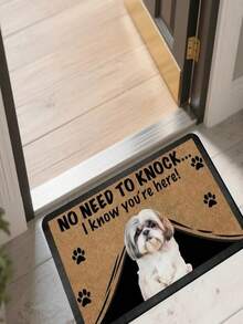 1pc New Shih Tzu Welcome Doormat, Suitable For Living Room, Bedroom, Indoor - Machine Washable - Flannel Material, Delicate Wrap, Skin-Friendly, No Pilling, Water-Resistant Easy Care, Odorless - Ideal For Home Decor, Room Decor, Living Room Carpet, Bedroom Carpet, Bathroom Carpet, Kitchen Carpet, Area Rug, Hotel Decor - Area Rug, All Season Use.