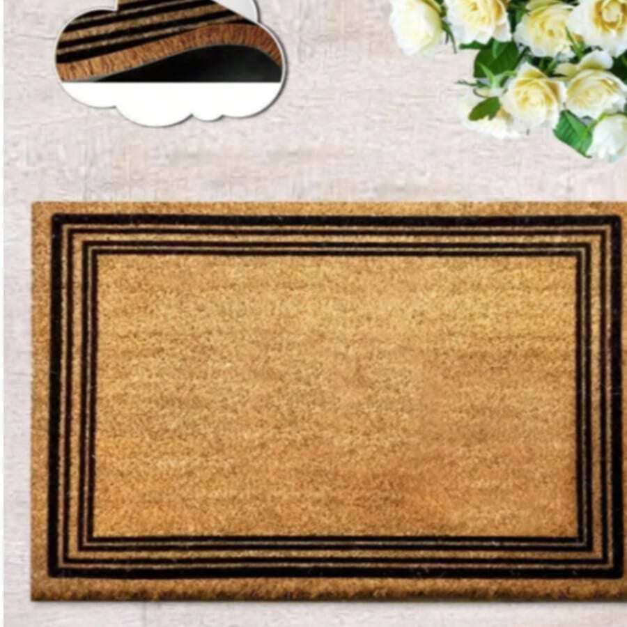 Thảm chùi chân bằng xơ dừa tự nhiên 40x60 cm với lớp lót PVC 100% chắc chắn – Bề mặt chải chống trơn trượt, giữ bụi bẩn – Độ dày 18-22 mm, bền chắc, sử dụng được cả trong nhà và ngoài trời. SẢN XUẤT TẠI THỔ NHĨ KỲ. - màu đen - Xem 1