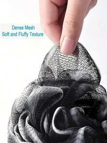 1pc/2pcs Charcoal PE Net Bath Sponge, Super Soft Lather Shower Loofah, Durable Non-Shedding Mesh Material For Rich Foam And Deep Cleansing