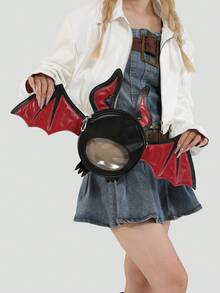 1 Pc New Fashionable And Fun Halloween Themed Devil Bat Shaped PU Leather Crossbody Bag With Wings And Foldable Design For Women For Outdoor&Halloween Themed Party&Halloween Costume Matching&Gift For Friends, Perfectly Matching With Halloween Costumes Women