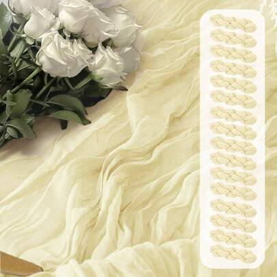 10pcs Nude Color Sheer Table Runners, 20x120 Inch Sheer Fabric Table Flags, 10ft Nude Color Table Runners For Wedding Birthday Party Baby Shower Dining Table Decor