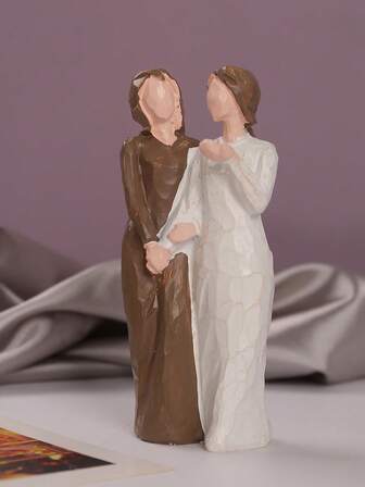 1 pieza Estatua de dos hermanas de resina, figura del amor fraternal, decoración de escritorio para el hogar, regalo de cumpleaños, adorno de mesa, artículo decorativo de resina, regalo, decoración del hogar