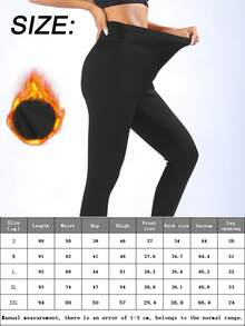 1 par de meias-calças de ioga esportivas casuais de outono e inverno, de cor sólida, com forro térmico e cintura alta