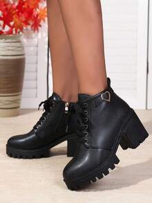 2024 New Stylish Mid-Heel Anti-Slip Boots, Lightweight Korean Version, Warm Lining, Suitable For Autumn/Winter - Black - View 4