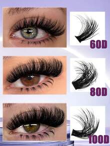 640pcs Eyelash Extension Kit, DIY Eyelash Extension Kit Single Eyelash Cluster D Curl, Eyelash Cluster With Eyelash Adhesive, Eyelash Remover And Seal And Eyelash Applicator Brush Tool, Suitable For Self-Grafting At Home, Makeup Multiple Styles (60D-80D-100D)