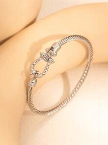 1 قطعة أساور كبل مفتوحة مرصعة بالزركونيا المكعبة، أنيقة ومريحة وملائمة للارتداء اليومي والهدايا