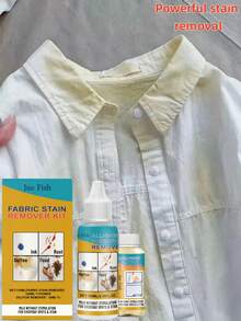 100 ml + 30 ml Ensemble de détachage pour tissus JUE FISH, nettoyant pour vêtements, nettoyage de chaussures, nettoyage de tous types de vêtements, nettoyage de literie, nettoyant tout usage