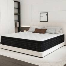 King Queen Full Twin Size Mattress,Memory Foam And Innerspring 12/14 Inch Hybrid Mattresses Bed Medium In A Box - Đen và trắng - Xem 6