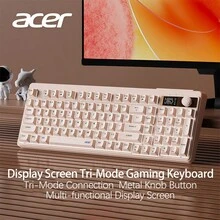Acer OKW 222 三模鍵盤 智慧電量顯示器 有線/藍牙/2.4G三模連接 90鍵緊湊佈局 輕音按鍵辦公遊戲通用 咖色 - 咖色 - 查看 1
