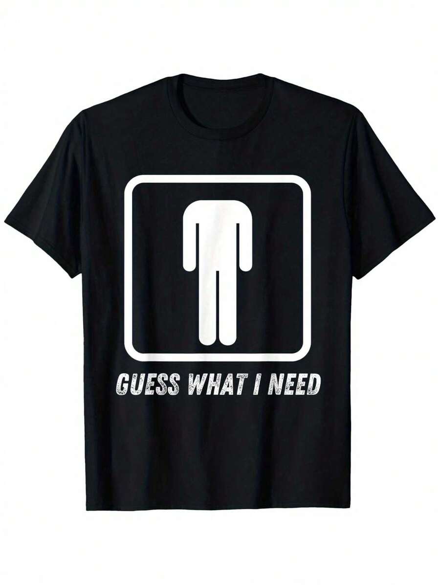 G     U  E  S  S  What I Need Graphic Cotton T-Shirt - Unisex Casual Round Neck Short Sleeve Tee, Soft & Breathable 100% Cotton, Loose Fit, S-XXXL, Black With White Print, Perfect For Casual Attire - 黑色 - 查看 1