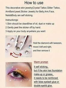 1 件 325 金闪闪宝石贴纸，闪闪发光的钻石眼妆贴纸，美容产品，面部装饰适合派对、表演、舞会角色扮演、美甲和 DIY 工艺品 - 彩色 - 查看 3
