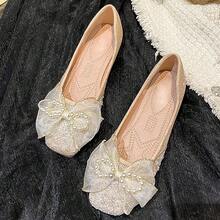SAILING LU Square Toe Flats Shoes Rhinestoned Bowknots Ballet Flats For Women Studded Dress Shoes Comfort Light Weight LoafersChristmas - F-杏 - 查看 10