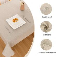 Faux Linen Rectangle Tablecloth - Wrinkle And Stain Resistant Washable Table Cloth For Kitchen Dining Room Holiday Table Cover For Dinner, Beige, 60 X 140 Inch - Beige140x60Rectangular - View 5