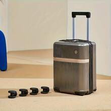 Fashionable New Lightweight ABS Carry-On Trolley Suitcase With Cup Holder And Phone Holder, Designer Luggage With Quiet Wheels And Detachable Cabin Size, Upgraded With Thicker Material And Metal Protection Frame, Essential For Business Trips And Travels - Multicolor - View 4