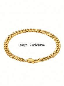 1 件 18K 镀金不锈钢手链，4 毫米宽简约手镯，男女通用时尚珠宝礼物，父亲节的完美之选 - 金色 - 查看 7