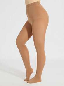 3 Pairs Women's Opaque Solid Color High Elasticity Leggings, Plus Size