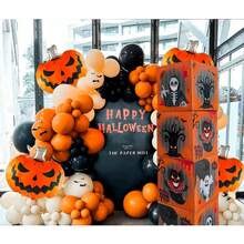 1pc Halloween Orange Balloon Box Set, Party Decor Pumpkin Ghost Festival Gathering Arrangement