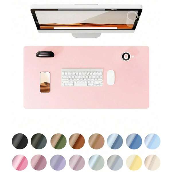 Protector de escritorio con textura Napa PVC Fates Advanced, de doble cara, esterilla de escritorio grande, alfombrilla de ratón antideslizante de cuero PU, protector de escritorio impermeable para oficina y hogar (Grosor 0.1mm)