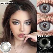EYESHARE 1 Pair Soft Brown Colored Contact Lenses For Eyes Makeup Yearly Disposable Contact Lenses Gray, 14.2mm-No Power - 灰色 - 查看 2