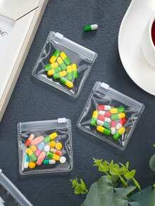 2/5/10/30pcs Travel Portable Pill Storage Bag, EVA Transparent Reusable Zipper Sealed Dust-Proof Waterproof Jewelry Organizer Pouch Travel Essentials For Holiday Vacation Medicine Organizer Emergency Kit Medicine Bag Pill Box Medicine Storage Bag For Travel For Outdoor First Aid Bag