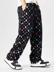 Baggy White Straight Leg Denim Pants Fashion Casual Relaxed Fit Hip Hop Non Stretch Relaxed Long Jeans Summer Mid Rise Streetwear - 黑色 - 查看 5