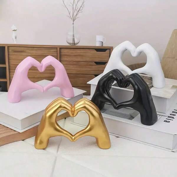 1PC Love Decoration, Heart-Shaped Hand Sculpture, Suitable For Room Decoration, Love-Style Finger Sculpture Wedding Decoration, Applicable To Desk, Office, Bedroom, Cabinet, Bookshelf Small Decoration, Home Decoration