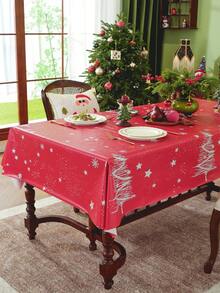 Kwadratowy, wytrzymały, winylowy, czerwony, świąteczny obrus z tworzywa sztucznego, wielokrotnego użytku, z tworzywa sztucznego, z możliwością rozłożenia, wodoodporny, z tworzywa PVC, na stół świąteczny, na przyjęcie, piknik noworoczny