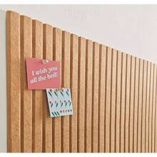 Large Cork Board Office, 8 Pack Felt Wall Tiles With Slat Wall Paneling, Felt Bulletin Board Pin Board Cork Boards Walls Tan - 深駝色 - 查看 4