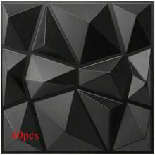 1片/10片/20片/30片/40片/50片 3D鑽石設計3D牆貼，耐火耐磨牆板，30x30cm 啞光黑與白，DIY家居牆面裝飾 - 黑色 - 查看 14