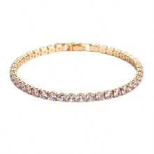1Pc 19cm Women Hip-Hop Synthetic Zircona Bracelet,  Minimalism Temperament Ankle Bracelet - 金色 - 查看 3
