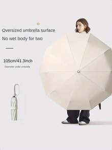 1PC 10 Bone Automatic Buckle Oversized Fully Automatic Umbrella, Thickened And Reinforced Men's/Women's Foldable Sun Protection Umbrella For Both Rain And Sunshine | Foldable, Reinforced Thickened Sunshade & Student Umbrella(Pay Attention To The Size And Weight Of The Product)