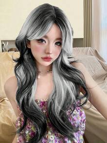 alicegarden 1 Synthetic Heat-Resistant Wig With Bangs, Multi Colored Long Rolled Wig, 26 Feet Long, Made Of Fiber, Suitable For Daily Use, Natural Simulation Wig - Multicolor - View 3