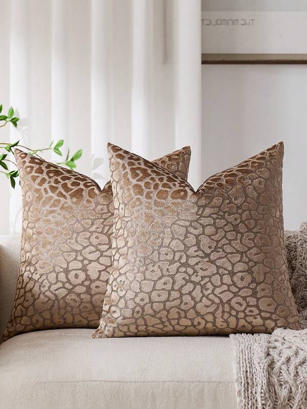 1 pieza Funda de almohada con estampado de leopardo color tostado (sin relleno), tela de terciopelo jacquard moderna, funda de cojín decorativa cuadrada con estampado animal, adecuada para sofá, cama, dormitorio, decoración de vacaciones, decoración de fiestas, regalo, decoración del hogar, adecuada para todas las estaciones