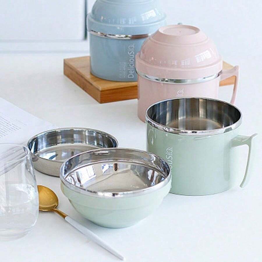 1200ML Lunch Box Food Bento Box Stainless Steel  2Layers Microwaveable  Food Container Rice Bowl Soup Bowls Instant Noodle Bowl - Multicolor - View 1