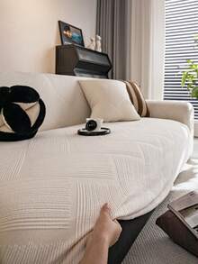 1 件提花纯色弹力全覆盖沙发套，简约风格，宠物友好，防滑防脏防刮，适合所有季节，可机洗，节日和家居装饰沙发保护套