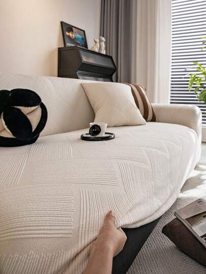 1 件提花纯色弹力全覆盖沙发套，简约风格，宠物友好，防滑防脏防刮，适合所有季节，可机洗，节日和家居装饰沙发保护套