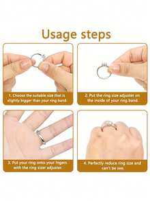 Transparent Ring Sizer Adjuster, Invisible Ring Sizer, Women's Loose Ring Size Reducer Invisible Sticker, Transparent DIY Sewing Jewelry Tool Kit, Loose Ring Adjuster Set - Ideal For Wedding Rings And Jewelry, Comfortable Fit - Multicolor - View 7