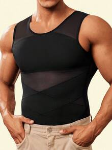 TAILONG Compression Shirt For Men Slimming Undershirt Body Shaper Tank Top For Gynomastica Sleeveless Shapewear Vest Men - màu đen - Xem 11
